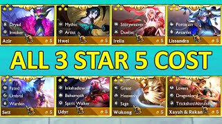 Set 11 ALL 5 Cost Units 3 Star ⭐⭐⭐ [upl. by Medorra]