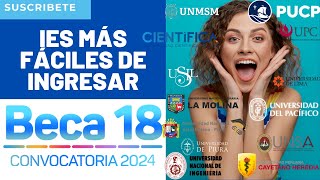 💪Las UNIVERSIDADES Más Fáciles De Ingresar Para BECA 18 2024😎 Ingreso Gratis🤑 [upl. by Solracesoj538]