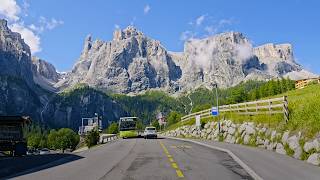 Dolomites Scenic Drive 4K  Cortina  Valparola Pass  Sella Pass  Canazei [upl. by Llekcor]