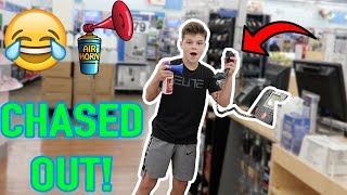 AIRHORN INTERCOM PRANK IN WALMART KICKED OUT [upl. by Shermie]