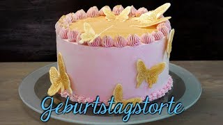 GEBURTSTAGSTORTE BACKEN  Himbeer Kokos Torte selber machen ohne Fondant [upl. by Waldemar]