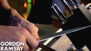 How To Sharpen A Knife  Gordon Ramsay [upl. by Ralina322]