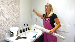 How to Hang Wallpaper in a Bathroom Like a PRO [upl. by Emily]