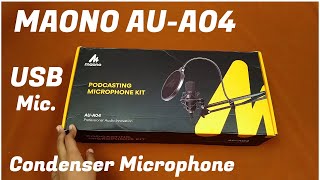 Maono AUA04 condenser microphone unboxing and review in hindi [upl. by Elleinad]