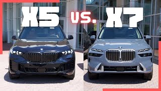 Car Comparison 2024 BMW X5 vs 2023 BMW X7 Size Engines Comfort  More Compared [upl. by Merth881]