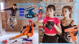 VTL Nerf War Captain SEAL SUPER GIRL Nerf Guns amp Warriors Nerf Guns Rescue TRANBI MASK BATTLE [upl. by Ytsud]