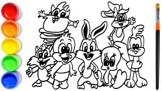 Baby Looney Tunes  Drawing Tweety Bugs Bunney Gossamer Road Runner Baby Taz [upl. by Viafore]