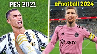 eFootball 2024 vs PES 2021  Direct Comparison ✅ Graphics Facial Animation Gameplay  Fujimarupes [upl. by Torrin281]