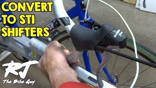 How To Convert From Downtube Shifters To STI Shifters Brifters On Vintage Bike [upl. by Atnicaj]