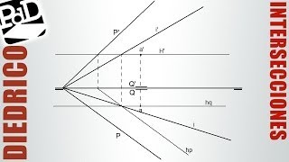 Intersección de un plano por la linea de tierra con plano oblicuo 2 métodos Sistema Diédrico [upl. by Bowe673]