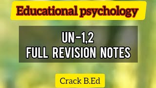 Educational psychology un  12 notes [upl. by Ardnac657]