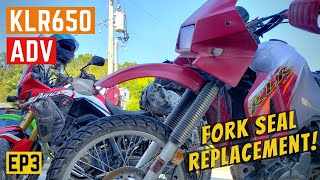 KLR 650  Fork Seal Replacement  ADV Build  EP3 [upl. by Ahsimrac]