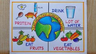 National Nutrition Week Poster drawing World Food Day drawing Healthy Diet chart DrawingFood chat [upl. by Oludoet]