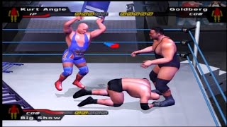 Triple threat match kurt angle vs goldberg vs big show [upl. by Nnyltak]