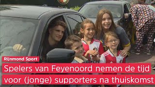 Feyenoordselectie terug in Nederland spelers ontmoeten trotse supporters op 1908 [upl. by Pontias]