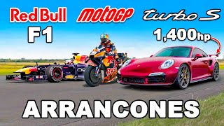 F1 vs Moto GP vs Porsche de 1400hp ARRANCONES [upl. by Pauly]