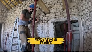 DIY Stone Wall DEMO  Opening Our 1800 Stone Wall PART I French Stone house renovation [upl. by Kreit]