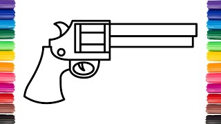 Gun Drawing Step by Step How to Draw a Magnum Pistol [upl. by Lach]