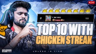 AAO CHICKEN STREAK KO AAGE BADATE HE  RANK PUSH TO TOP 10  BGMI LIVE [upl. by Byran]