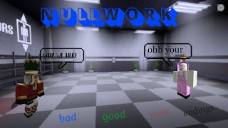 Roblox Nullwork Full Playthrough  bad good secret endings [upl. by Nailil930]