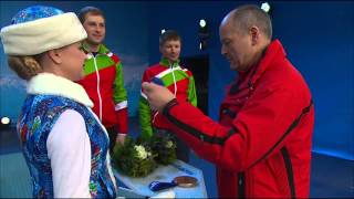 Mens short distance biathlon visually impaired Victory Ceremony Biathlon Sochi 2014 [upl. by Googins287]