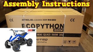 Electric Quad 800W 36V  Unboxing  Full Assembly  Instructions  Python from Nitro motors [upl. by Gustin]