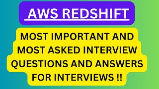 quotAWS REDSHIFTquot Most Asked Interview QampA of quotAWS Redshiftquot in AWS Interviews awsinterviewquestions [upl. by Ssalguod]