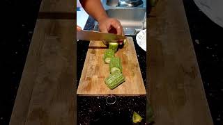 Cutting skills of bitter melon asmrsounds satisfying highlights shorts short youtubeshorts [upl. by Akkinahs]