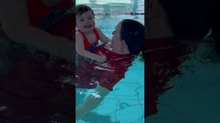 Baby Swim Learning To Grip On To SShirt swimming pool babyswimming swim [upl. by Eudosia777]