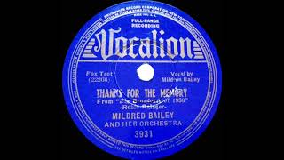 1938 Mildred Bailey amp Her Orchestra  Thanks For The Memory [upl. by Eibocaj]