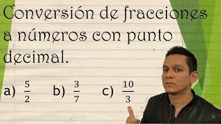 Conversión de fracciones a decimales  video 66 Matemáticas con Grajeda [upl. by Sophey41]