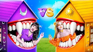 Day Girl and Night Girl Became Vampires One Colored House Challenge [upl. by Kalb]