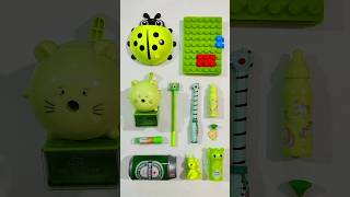 Beautiful Green Stationery Items Pencil Pen Sharpener Eraser Notebook backtoschool stationery [upl. by Cantlon]