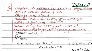 Unit7  Waste Water Treatment  Trickling Filter Numerical  Sanitary Engineering  Prashant YT [upl. by Ahsek]