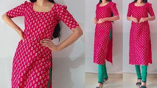 Casual wear Kurti Cutting amp Stitching Very Easily  KurtiSuit cutting stitching for beginners [upl. by Oralie381]