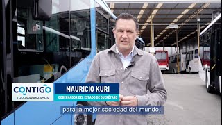 Nuevos autobuses de transporte público en Querétaro  Mauricio Kuri [upl. by Ynaffyt]