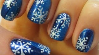 Simple Snowflake Nail Art Tutorial [upl. by Minnaminnie]