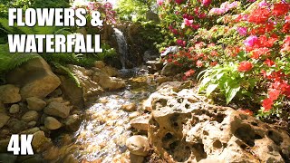 Waterfall Relaxation 2 Hours of Zen in a Blooming Japanese Garden 4K Sound of Water [upl. by Laurette]