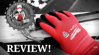 Milwaukee Red Nitrile Dipped Cut Resistant Winter Work Gloves REVIEW gloves toolreviews ansi [upl. by Marlin760]