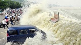 OLAS GIGANTES DE CHINA DE 9 METROS Presa de Haining China [upl. by Liagiba]