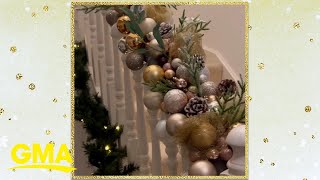 How to make this festive winter railing decoration using a pool noodle l GMA [upl. by Akiehsal]