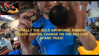 Sea Doo Spark Trixx Upgrade Install How to Put In Cold Air Intake Ribbon Delete and Oil Change [upl. by Nebuer]