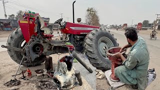 Loaded Tractor Hitted The Footpath and Tube Broke Down The Mechinc Repaired How inEmergency on Road [upl. by Domenico939]