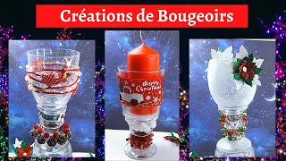 Tuto Noël  3 Créations et Décorations de Photophores avec des Verres [upl. by Elinad]