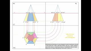 02 Proiezioni Ortogonali di un tronco di piramide a base esagonale [upl. by Germain]