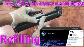 How to Refill Hp 17A Toner cartridgeshp 217a 30a 230a toner cartridge refillHp laserjet 102130fdw [upl. by Aihsemot]