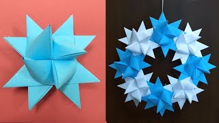 Origami Froebel Star traditional  How to Make Moravian Star  Christmas 3D Star [upl. by Ttereve244]