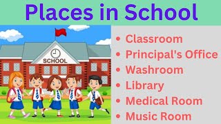 Places in school  Places in school for kindergarten  English Vocabulary for Kids [upl. by Lesirg104]