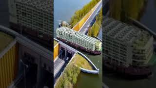 Veluwemeer AqueductAlso known as the water bridge located over Veluwemeer lake in Netherlands [upl. by Linea]