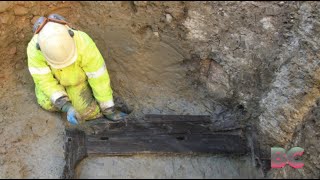 Rare Roman funerary bed discovered in London [upl. by Yelnats]